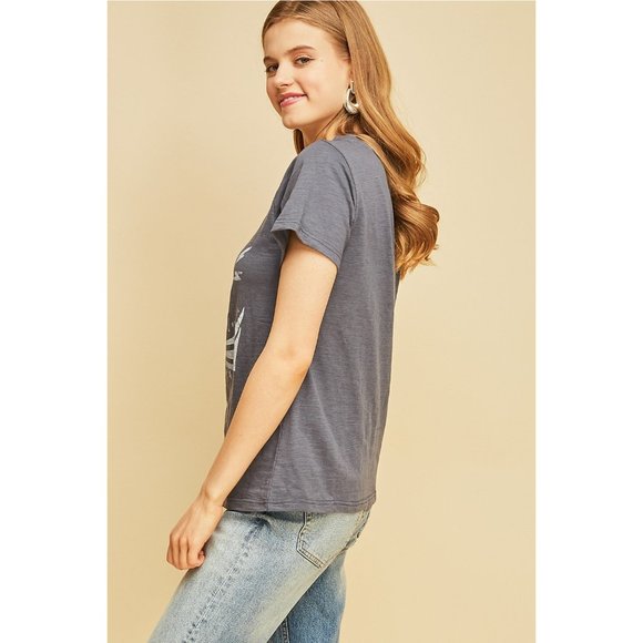 Entro Lace Up Graphic Tee, Charcoal - Picture 2 of 4